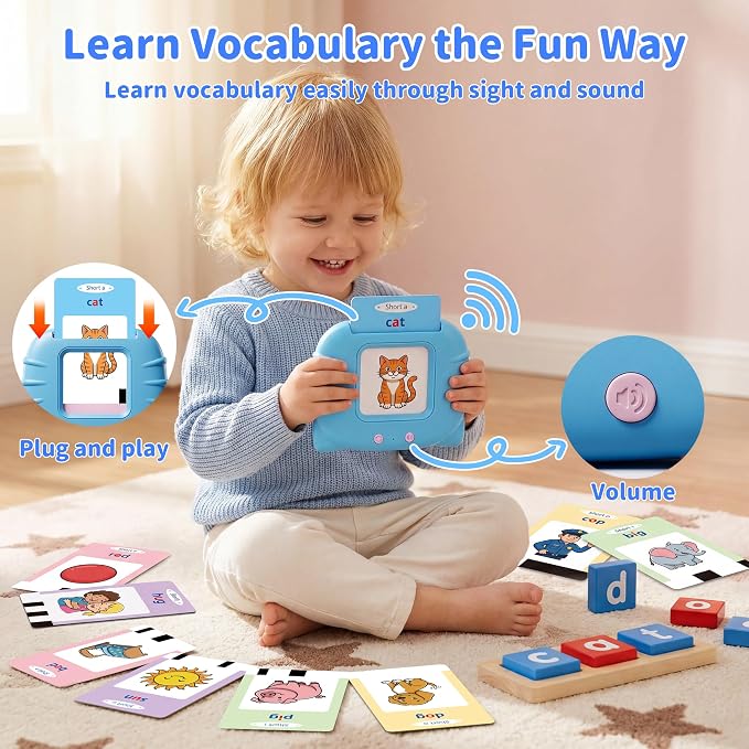 Talking Flash Cards & CVC Word Blocks Phonics Game Set for Toddlers - Image 4