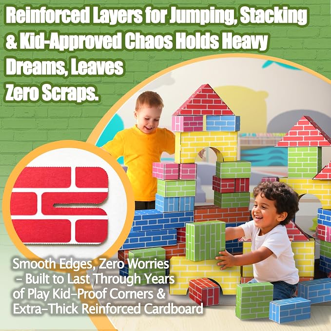 26-Pack Cardboard Building Blocks for Kids: Heavy-Duty Jumbo Stacking Gifts - Image 6