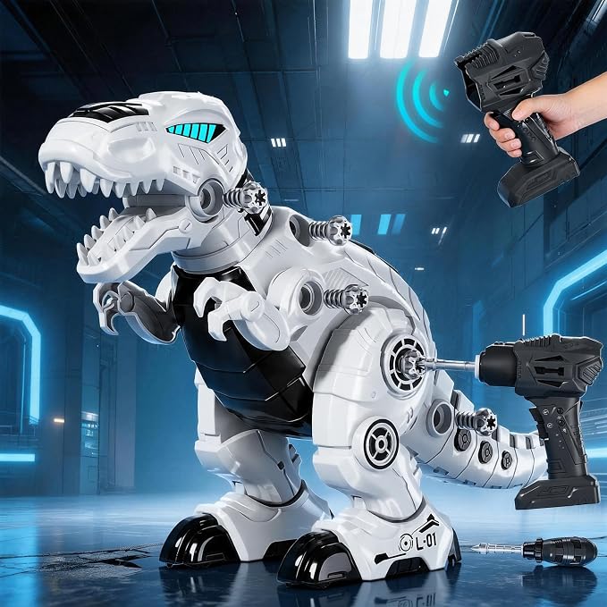 Remote Control & Take Apart Dinosaur Toy for Kids, Electric Walking Robot T-Rex Dino with Sound & Music, Educational STEM Building Toy, Christmas Birthday Gift for Boys Girls Ages 3 4 5 6 7 8+ by Unknown
