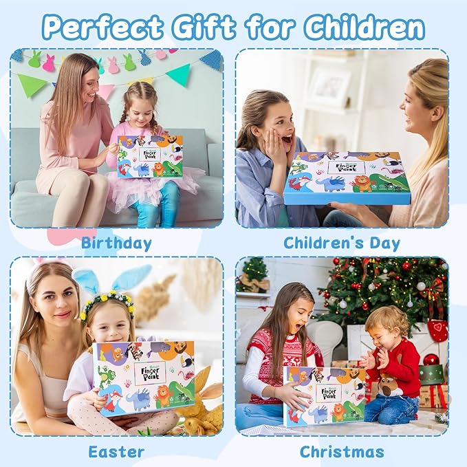 Washable Finger Paint for Toddlers 1-3, Safe Non-Toxic, 12 Vibrant Colors (1.22fl oz/36ml), Baby Safe Paint for Hand and Feet, DIY Mess Free Art Supplies, Preschool Learning Christmas Gifts