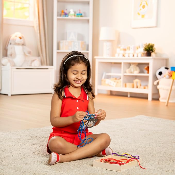 Melissa & Doug Lace and Trace Activity Set: 5 Wooden Panels and 5 Matching Laces - Farm - Image 5