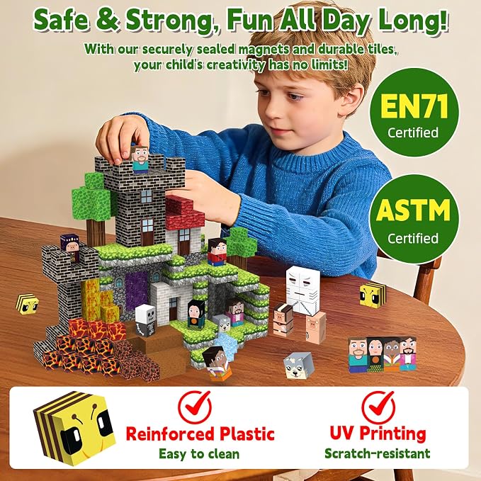 200Pcs Magnetic Blocks,Magnetic Cubes Toys for Kids Ages 4-8(11 characters) - Image 6