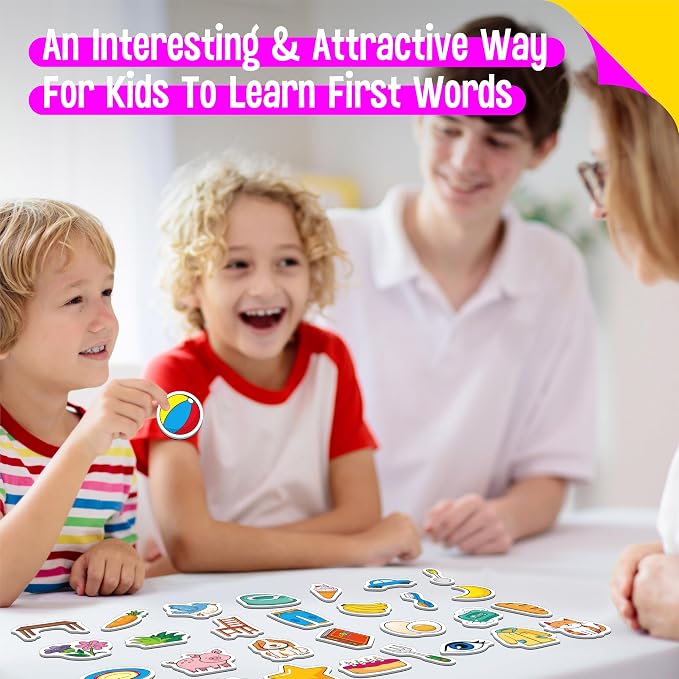 50 PCS First Word Magnets, Magnetic Thickened Daily Items Fridge Magnets Adorable Educational Learning Toys for Kindergarten, Preschooler, Kids 3+ - Image 5