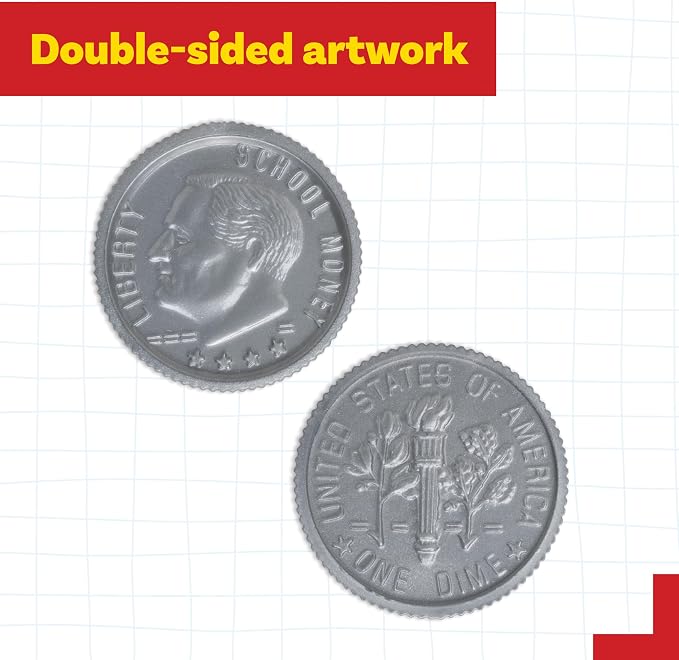 Learning Advantage Play Dimes, Set of 100 Plastic Coins - Image 6