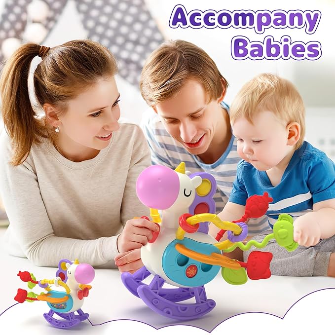 5 in 1 Baby Toy for 9 12 18 Month, Learning Toys for Babies 6-12 Months, Baby Busy Cube, Stacking&Sensory, Pull String&Piano Xylophone Toy, Birthday Gift for 7 8 9 Month