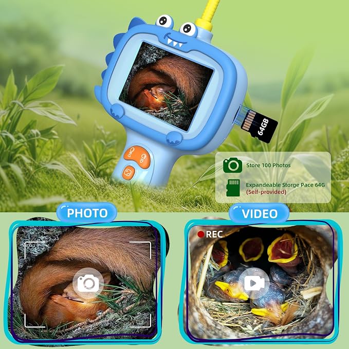 Daxiongmao Borescope Camera with Light for Kids | STEM Science Educational Toy for 3 4 5 6 7 8 9 10 Years Old Boys & Girls | Birthday Gift for Outdoor Adventures & Nature Discovery（Blue） - Image 5