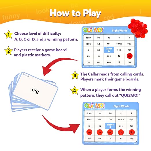LEARNING ADVANTAGE QUIZMO Sight Words, Bingo-Style Vocabulary Game - Image 3