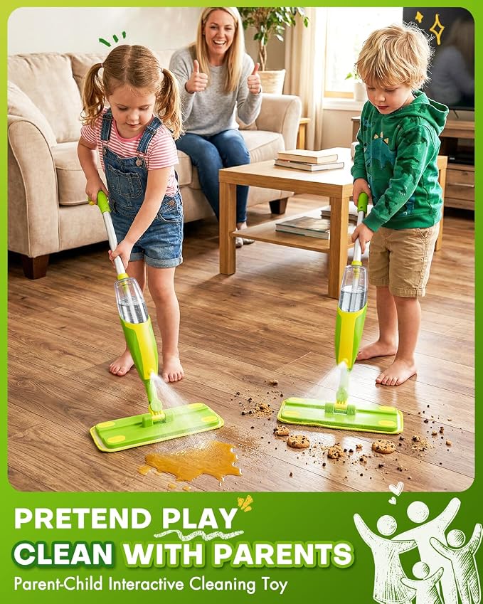 Toddler Spray Mop-Montessori Toys Mini Size Cleaning Mini Mop that Really Spray -Kid Pretend Play Toys Gift for Toddlers Girls Boys - Image 3