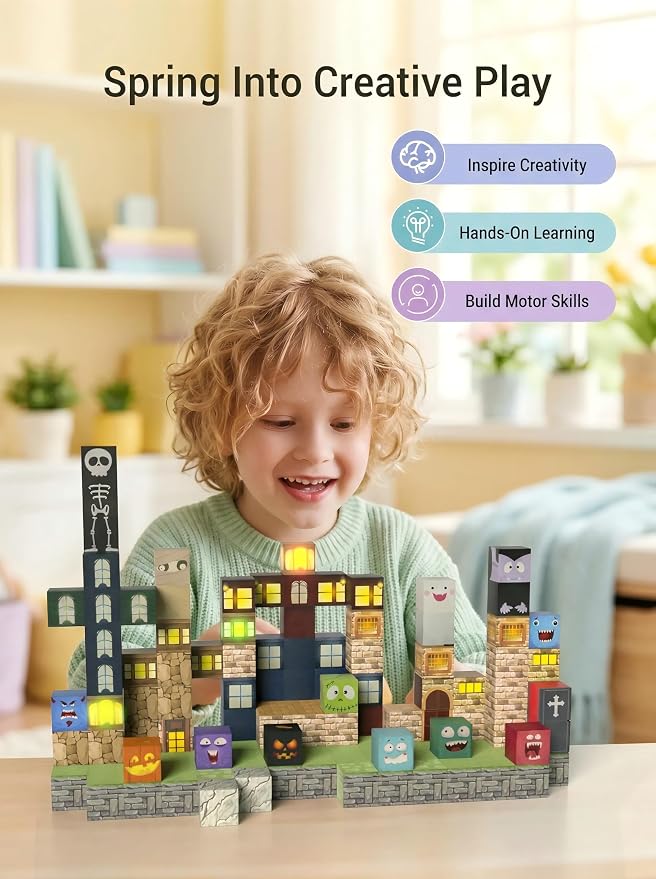 Veecafiodi 137PCS Magnetic Building Blocks with Lights, Magnetic Blocks Building Set for Kids Ages 4-8, STEM Building Toys for Boys Girls, Birthday Gift - Image 2