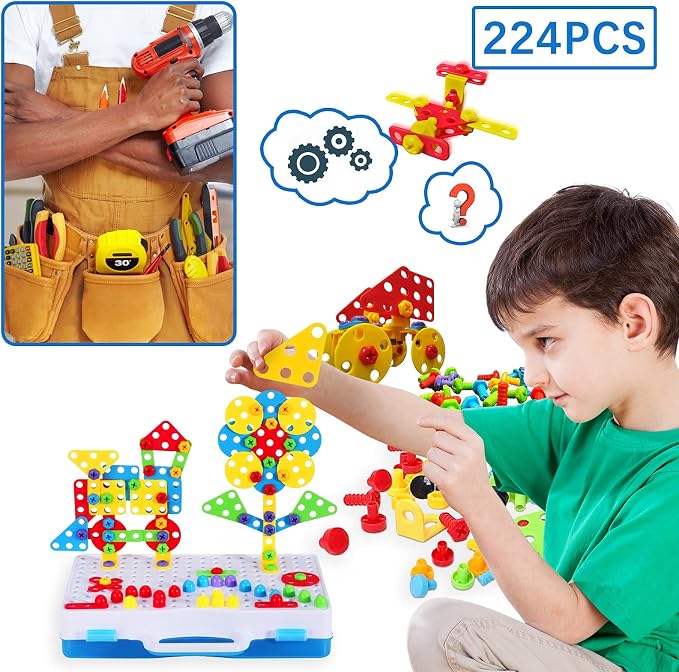 STEM Building Toys 224PCS Drill Screwdriver Set for Kids - Image 3