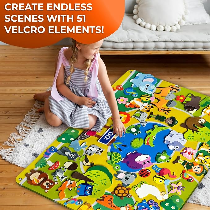 Quokka Zoo Felt Board for Toddlers 51 Pcs - Double-Thick Story Set - Image 3
