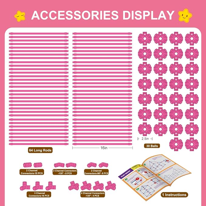 SpringFlower Fort Building Kit for Kids,STEM Construction Toys, Educational Gift for 4 5 6 7 8 9 10 11 12 Years Old Boys and Girls,Ultimate Creative Set for Indoor & Outdoors Activity,140 Pcs,Pink - Image 3