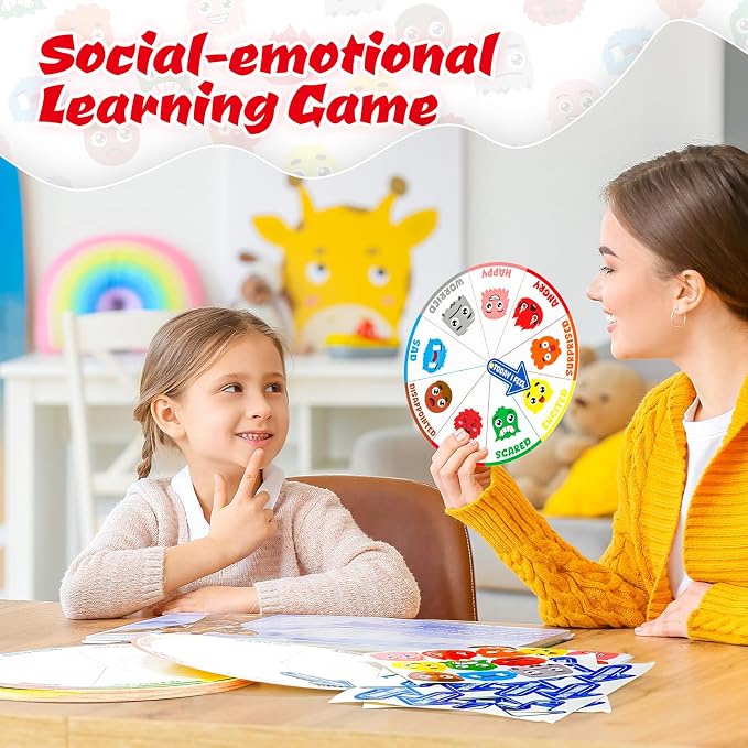 Cinrobiye 24 Set Social Emotional Learning Activities Skills Explore Emotions Wheel with Faces Emotion Matching Cards Feelings Wheel for Preschool Counseling Office Must Haves Therapy Game (Wheel) - Image 5