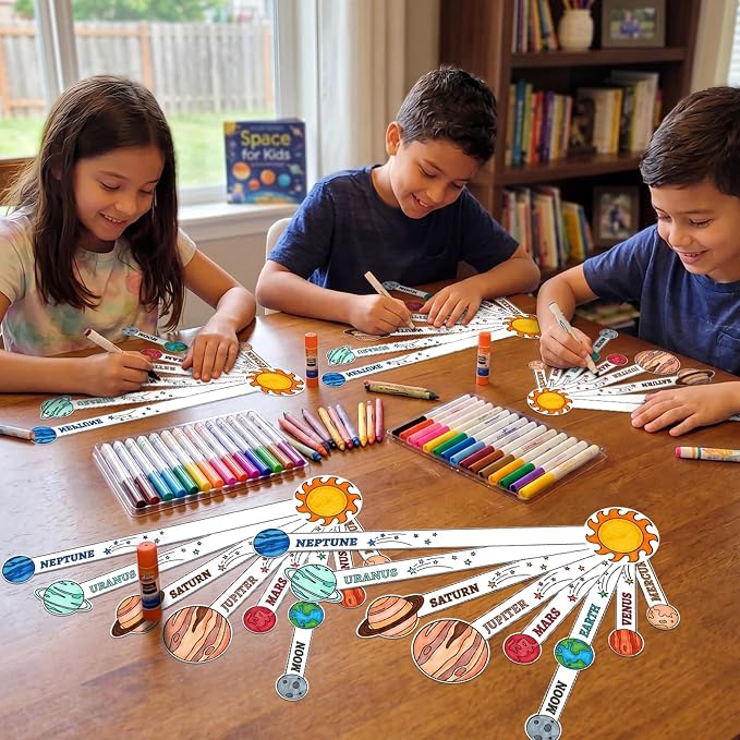 Glenmal 36 Set Solar System Model Craft Kit Kids DIY Planets Solar System Paper Art Set Decor Outer Space Preschool Activities Supplies for Montessori Learning Homeschool Toddler(Blank) - Image 4