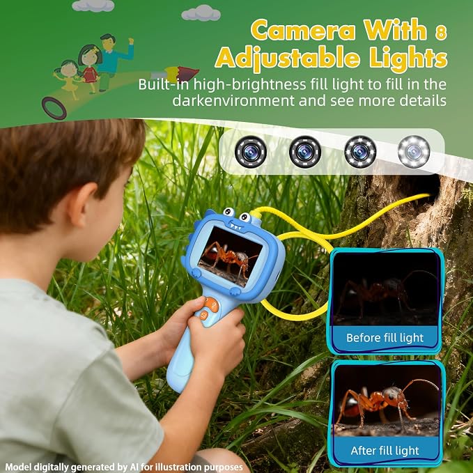 Daxiongmao Borescope Camera with Light for Kids | STEM Science Educational Toy for 3 4 5 6 7 8 9 10 Years Old Boys & Girls | Birthday Gift for Outdoor Adventures & Nature Discovery（Blue） - Image 2