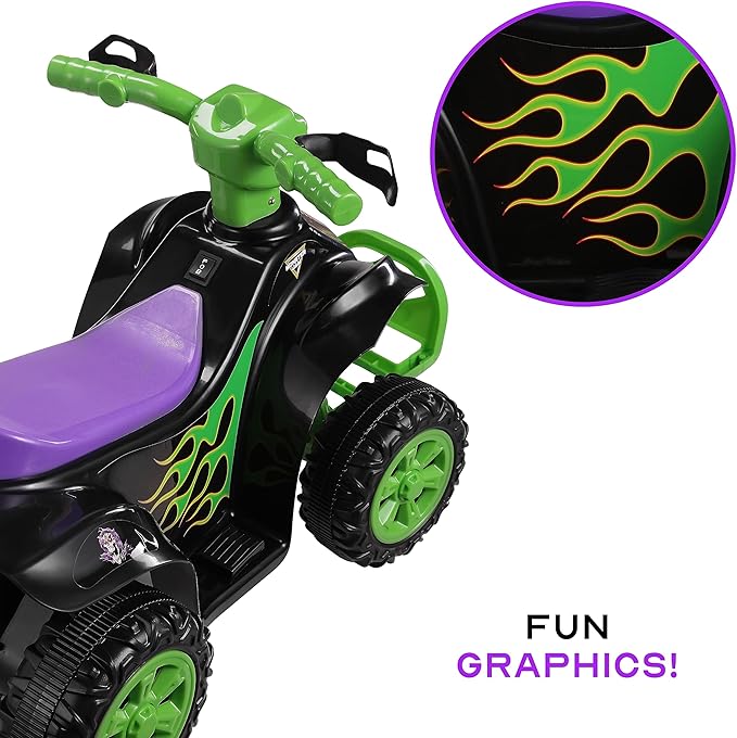 Monster Jam 6V ATV Quad for Kids - Powerful and Safe Ride-On Toy with Rechargeable Battery - Forward and Reverse Driving - Max Weight Capacity of 55 LBS - Ages 2-3 Years