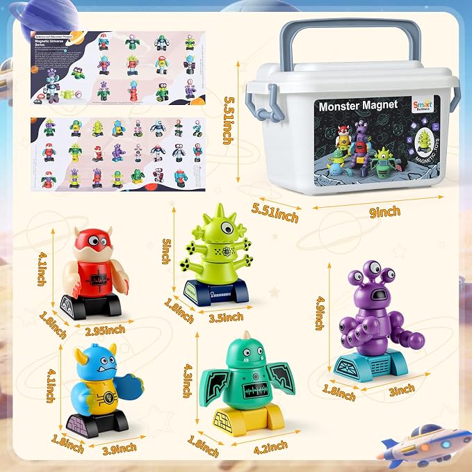 Magnetic Monster Building Toy for Kids Ages 3-8, STEM DIY Robot Set for Boy - Image 3