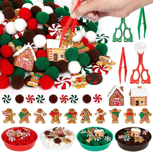 135 Pcs Christmas Gingerbread Man Sensory Bin Items Christmas Candy Counting Sorting Sensory Bin Filler Fine Motor Toys Gingerbread Man Counts for Kids Xmas Counting Toys for Preschool by Unknown