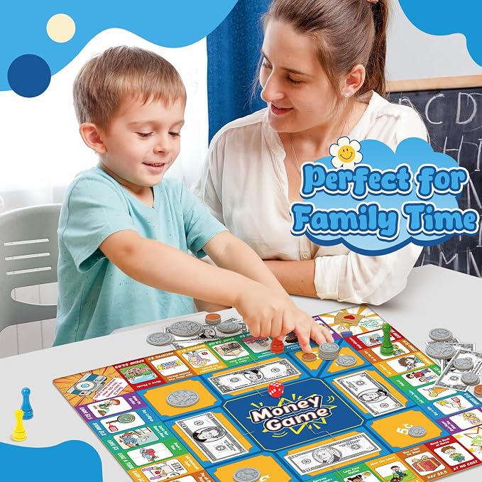 Torlam Money Board Games for Kids, Coins and Bills Toddler Pretend Play Toys, Money for Kids Learning Education Kindergarten Math Games Math Manipulatives, Homeschool Supplies Classroom Must Haves - Image 5