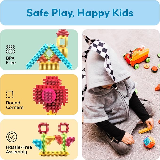 PicassoTiles PTB100 100pcs Hedgehog Shape 3D Building Blocks Tiles Farm Theme Set Learning Playset STEM Toy Set Educational Kit Child Branin Development Preschool Kindergarten Toy - Image 7