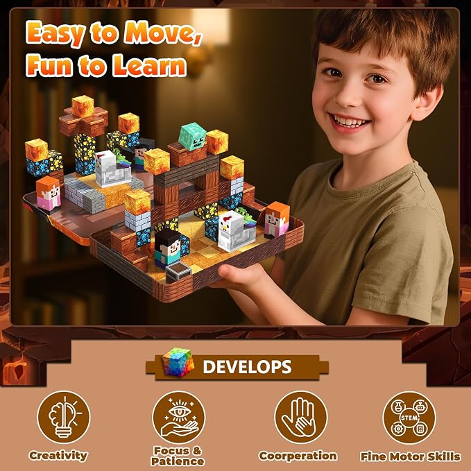 Mini Magnetic Blocks with Magnet Box - 60PCS Magnetic Building Blocks for Kids Ages 4-8, Magnet Block Travel Toys, Magnetic Cubes STEM Stacking Toy, Easter Birthday Gifts for Boys & Girls 3 4 5 6+ - Image 4