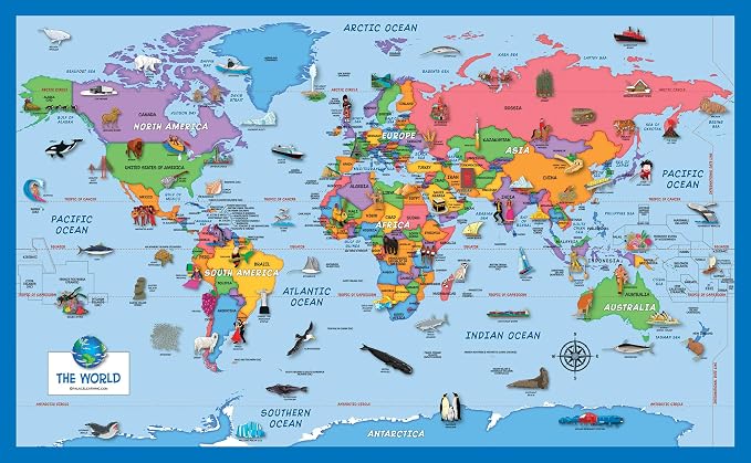 2 Pack - World & USA Map for Kids [Illustrated] - 2 Poster Set (LAMINATED, 18" x 29") - Image 7