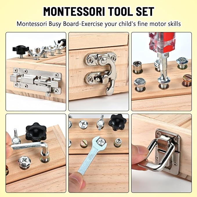 Montessori Screwdriver Board Set, Montessori Toys for 3 4 5 with 1 Locks and Keys, Toddler Screwdriver Toy, Kids Tool Set, Preschool Learning Sensory Toy, Fine Motor Skills Toys - Image 4