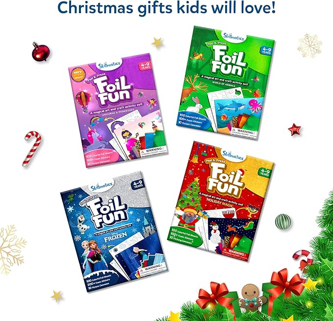 Skillmatics Foil Fun - Dress Up, No Mess Art for Kids, Craft Kits & Supplies, DIY Creative Activity, Travel Toys, Gifts for Girls & Boys Ages 4, 5, 6, 7, 8, 9, Travel Toys