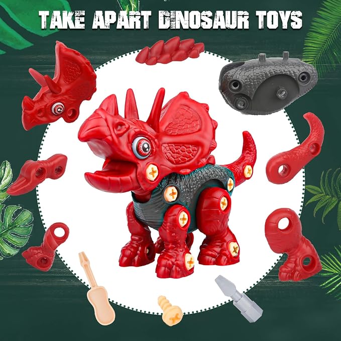 Sanlebi Take Apart Dinosaur Toys for 4 5 6 7 Year Old Boys Kids Building Toy Set with Electric Drill Construction Engineering Play Kit STEM Learning for Boys Girls Age 3 4 5 Year Old - Image 2