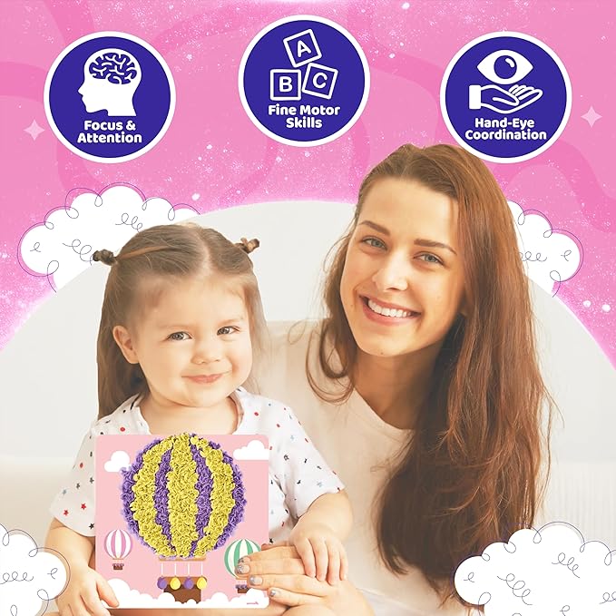 jackinthebox Poke Poke Art – Magical Theme, Mess-Free Fabric Art and Craft, Flower Pressing Kits, Gift for Kids, Girl Gifts, DIY Activity Boy Gift, Toys for Girls and Boys Ages 4 5 6 7 8