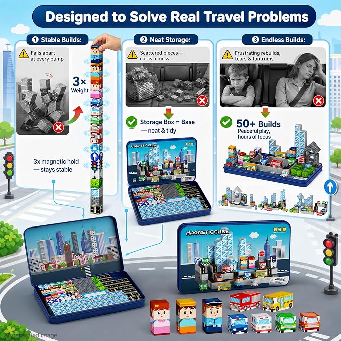Strong Magnetic Travel Blocks：Great for on-the-go Play Ages 3-8 - Image 6