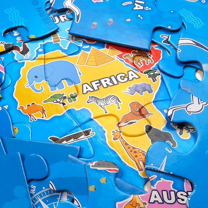 Jumbo Floor Puzzle for Kids,48-Piece World Map Jigsaw Puzzle Ages 3-8 - Image 3