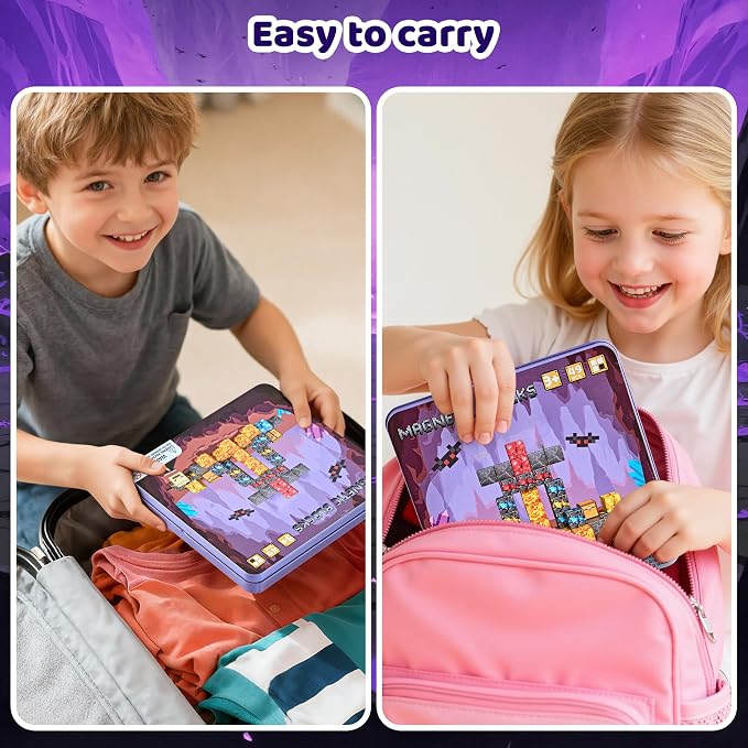 49PCS Magnetic Blocks with Iron Storage Box, Magnetic Cubes Tiles - Image 3