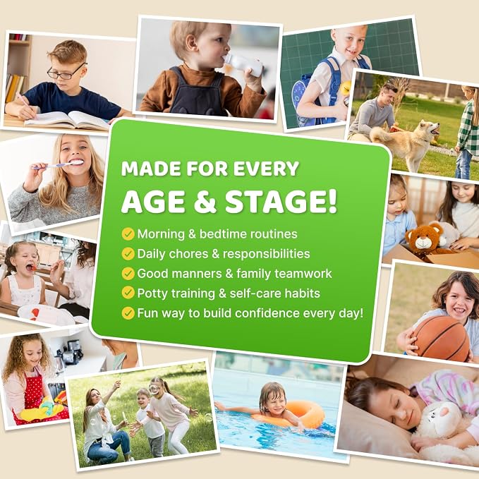 3 in 1 Upgraded Slider Bedtime/Morning/Weekly Routine Chart for Kids, Magnetic Chore Chart for Kids with Cute Chore Stickers, Cute Visual Schedule for Kid - Image 8