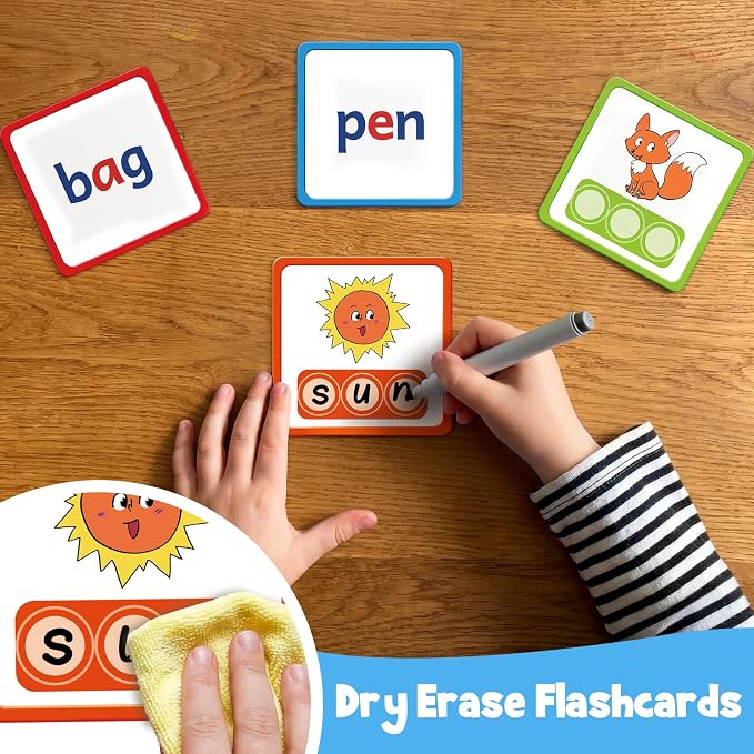 Aizweb CVC Word Games Kindergarten,Phonics Games for Kids Ages 3-8,CVC Flashcards for Preschool Special Education Classroom Supplies,Reading&Spelling Activity Phonics Manipulatives for Kids - Image 4