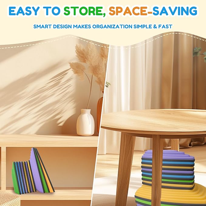 Kids Balance Stepping Stones Multicolor Triangular 10PCS Non-Slip Toddler Stepping Stones for Balance Coordination Ages 3-8 Years