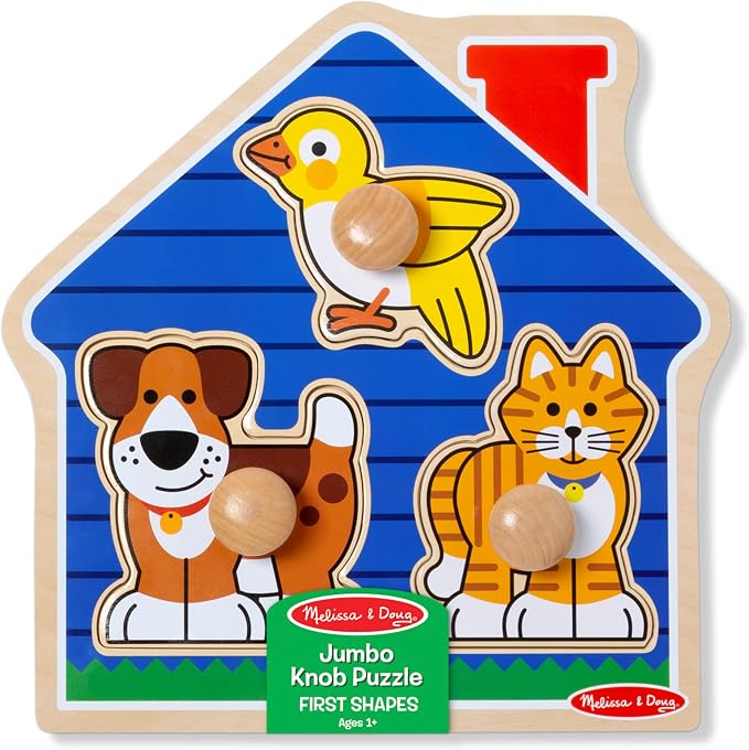 Melissa & Doug Pet Animals Jumbo Knob Puzzle, Wooden Peg Puzzle for Toddlers, Educational Toy for Shape Recognition and Fine Motor Skills, Ages 1+ - Image 6