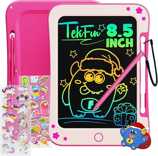TEKFUN LCD Writing Tablet for Kids, Toddler Girl Toys, Doodle Board Drawing Tablet, Easter Gifts for Kids, Birthday Gift for 3-8 Years Old Girl (8.5 Inch Pink)
