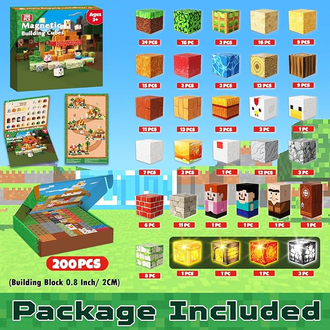 ToyUnited 200PCS Magnetic Blocks with Light-Up Blocks, Magnet Building Blocks, Stacking Magent Cubes, STEM Montessori Educational Sensory Toys for Boys & Girls Ages 3-12 Birthday Gifts - Image 2