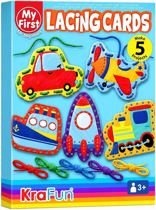 KRAFUN Transport Vehicle Lacing Cards Age 3+ | 5 Projects by FunCreativeArtsCraftKits