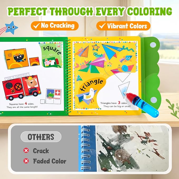 JoyCat Water Coloring Book for Toddlers, Shapes & Transportation Theme - Image 6
