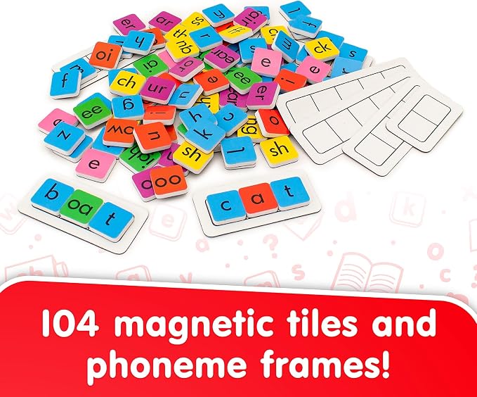 Junior Learning Rainbow Phonics Tiles with Built-in Magnetic Board Multi - Image 2