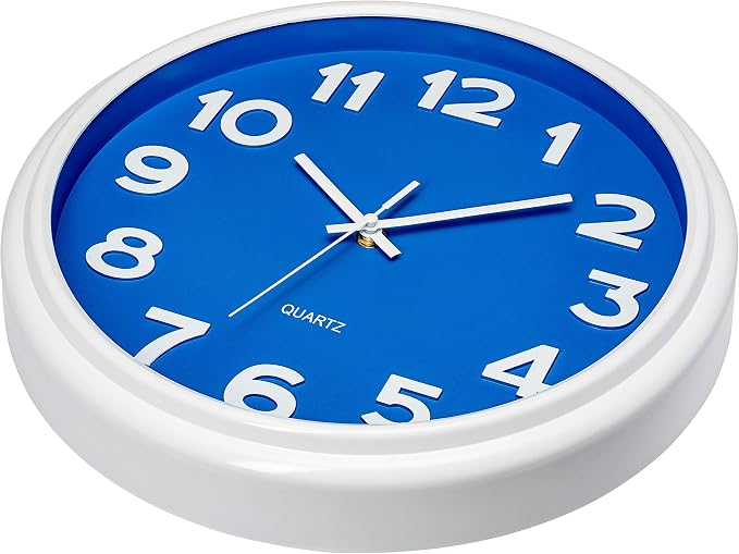 Bernhard Products Blue Wall Clock 12.5 Inch Silent Non-Ticking Modern Stylish Quartz Clocks for Home Kitchen Office Bedroom Boy's Room Nursery Kids School Classroom Battery Operated Easy to Read - Image 2