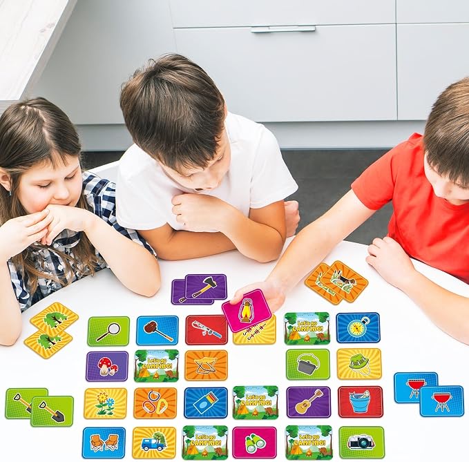 gisgfim 100 PCS Memory Matching Game for Kids Summer Camp Concentration Memory Card for Preschool Educational Ages 3-8 A Fun & Fast Camp Theme Matching Games - Image 4