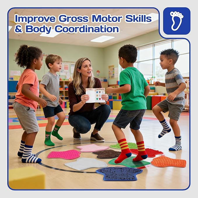 Large Sensory Mats w/Guide & Cards(11''x 9''), Autism Sensory Products, T-Shirt Shaped Sensory Wall Panel for Kids, Ideal Sensory Tile Toys for Classroom/Home/Therapy Room