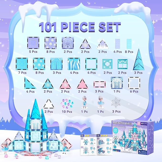 VigorFun Princess Castle Magnetic Tiles Building Toys Set for Kids Ages 4-8 - Image 2