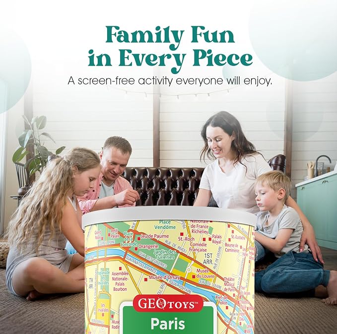 Geotoys Paris Mini Puzzle - 100 Piece Puzzles for Kids and Adults in Portable Can, 13" x 10" Educational Travel Puzzle for Ages 7 and Up - Mini Puzzles to Learn & Explore Geography - Image 5