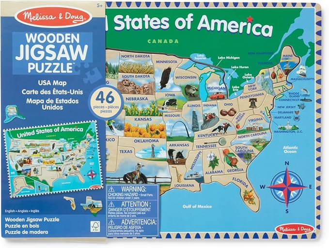Melissa & Doug USA Map Wooden Puzzle (45 pcs) - Image 3