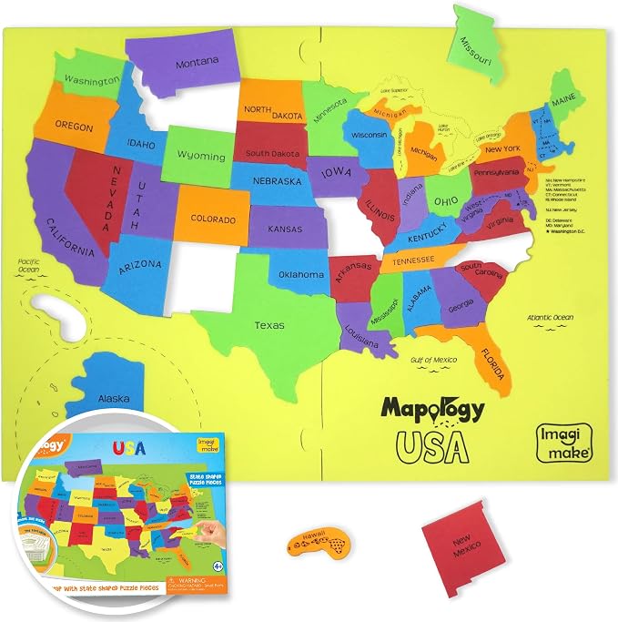 Imagimake Mapology - USA Map Puzzle, Learn 50 States, Shapes & Fun Facts by Imagimake