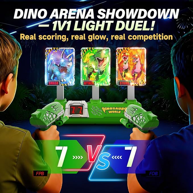 Toys for Boys Age 3-12, Kid Toys, 3 Dinosaur-Themed & 3 Dino Flashing Lights & Dino Claw Launcher, Fun Auto Reset Electronic Scoring Game with Sounds,3 4 5 6 7 8 9 10 11 12 Year Old Boy Birthday Gifts